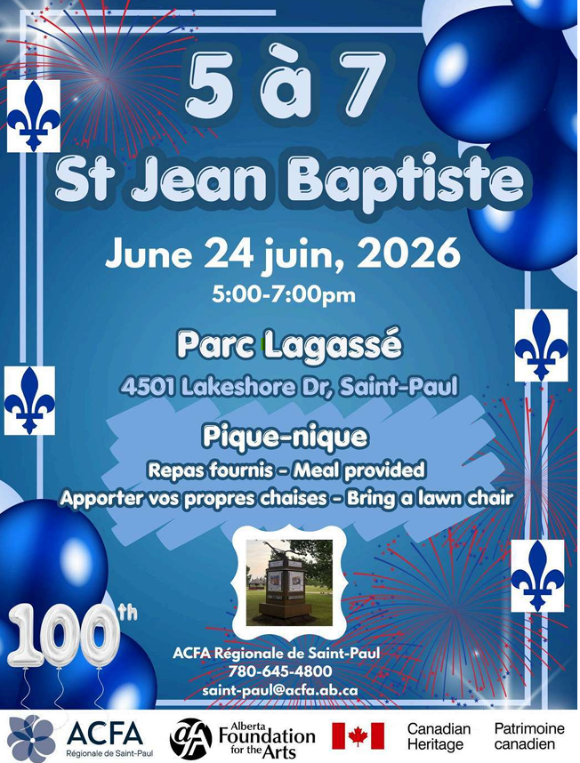 ACFA Regionale de Saint-Paul event poster for St. Jean Baptist Picnic on June 24, 2026