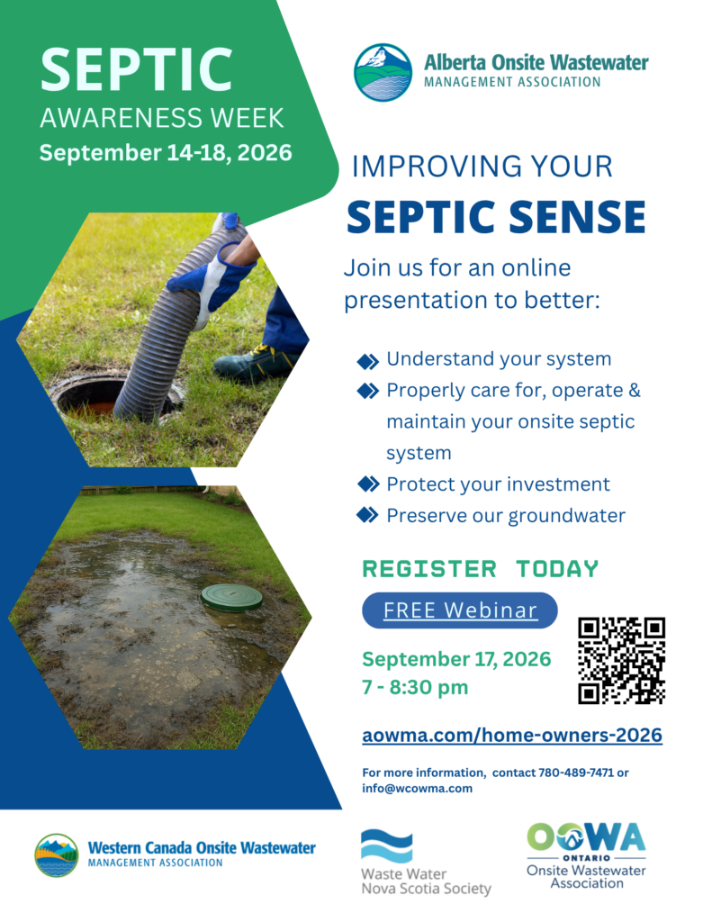 WCOWMA event poster for Septic Sense, online for Alberta residents on September 17, 2026