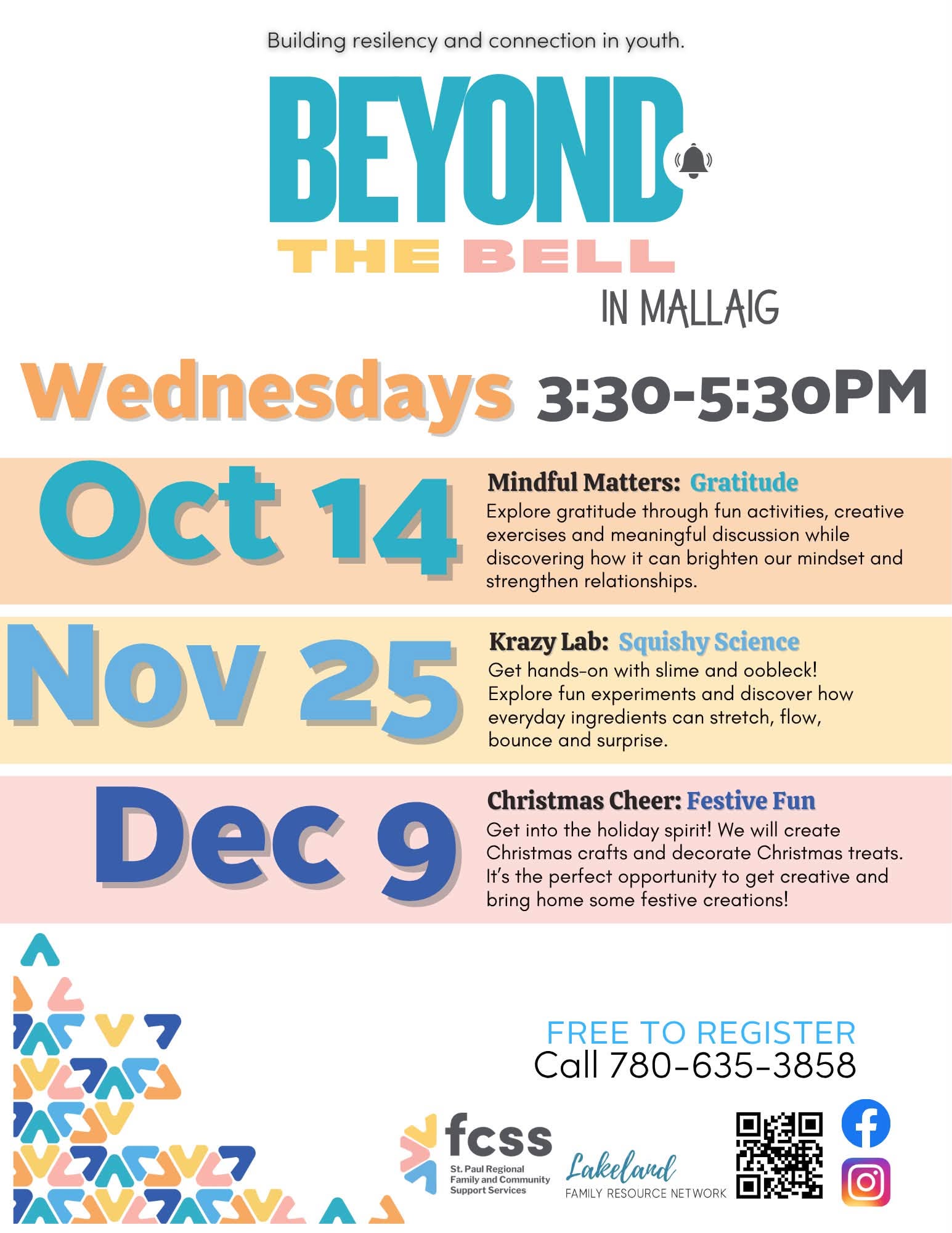 St. Paul Regional FCSS event poster for Beyond the Bell in Mallaig, Alberta, monthly from October-December 2026