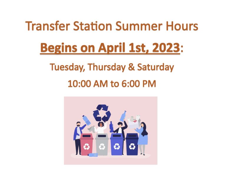 Transfer Station Hours Change Town of Elk Point