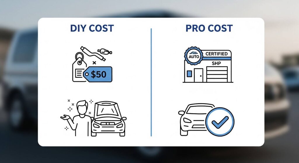 A graphic showing the true cost of DIY auto body repair vs. professional repair.