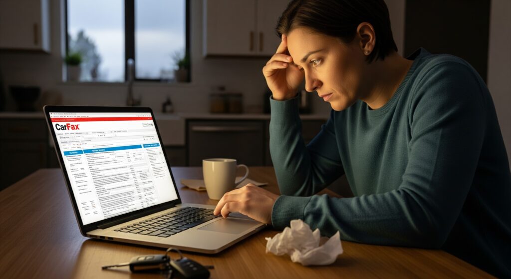 A driver reviews their car's resale value after an accident in Alberta.