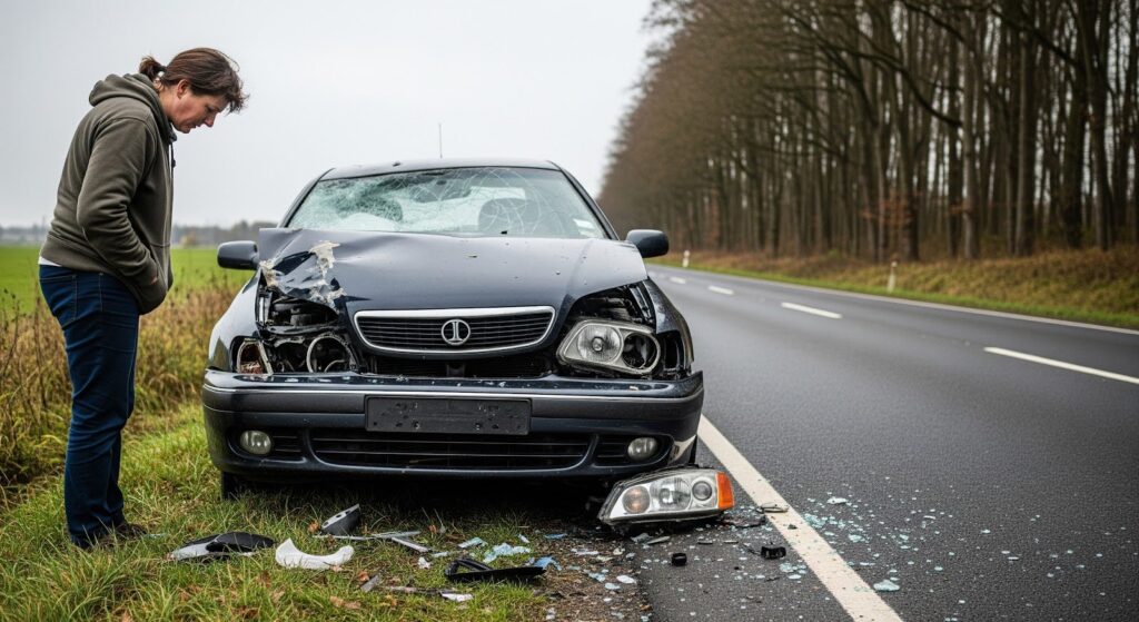 A driver feeling stressed about their recovered stolen car repair in Alberta.
