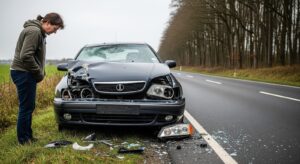 A driver feeling stressed about their recovered stolen car repair in Alberta.