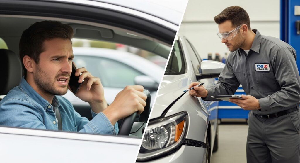 A guide showing the 'cut stress' process of car accident repair in Bonnyville.