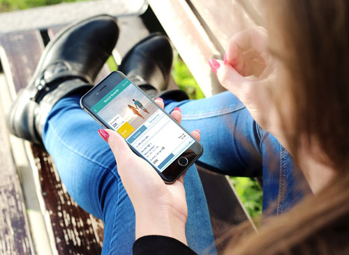 Girl using WestJet app