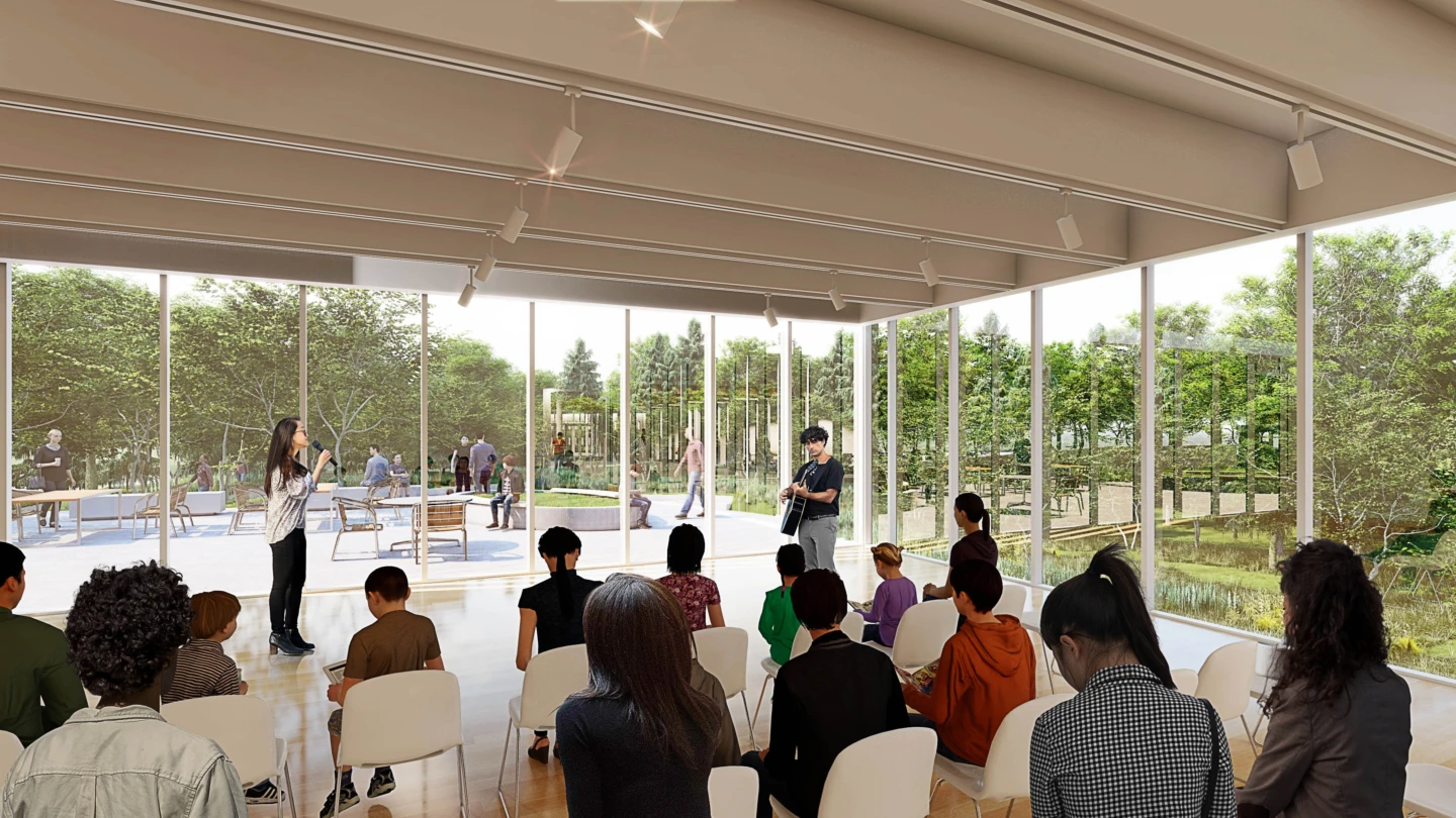 Intérieur du centre d’art et de culture de Kahnawà:ke