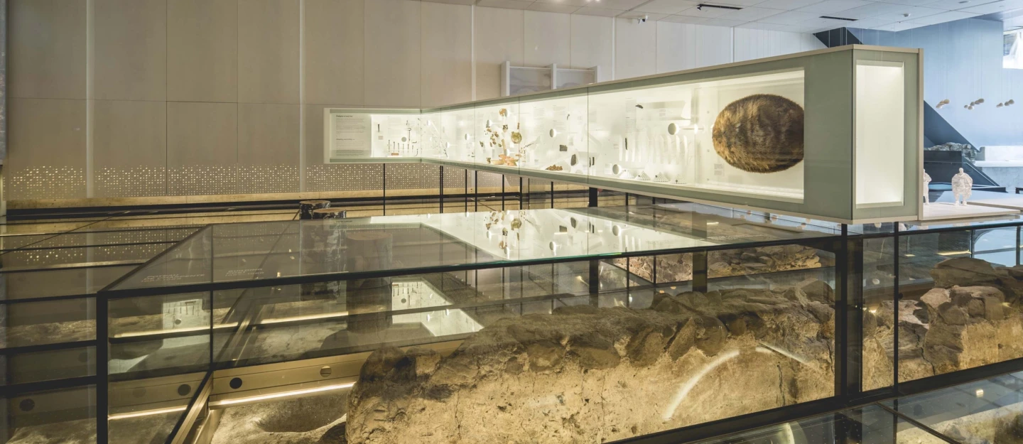 Vue rapprochée de l'exposition au Fort de Ville-Marie – Pointe-à-Callière