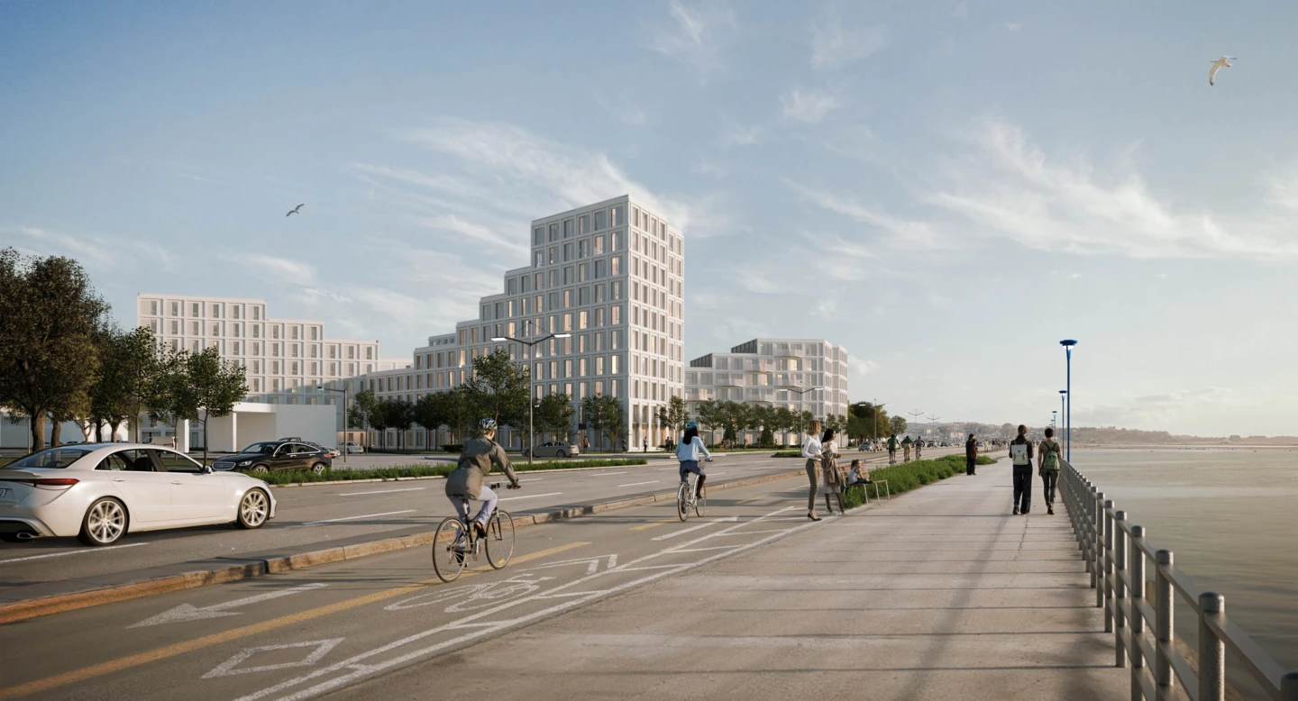 Vue du Quartier Maritime et de la piste cyclable