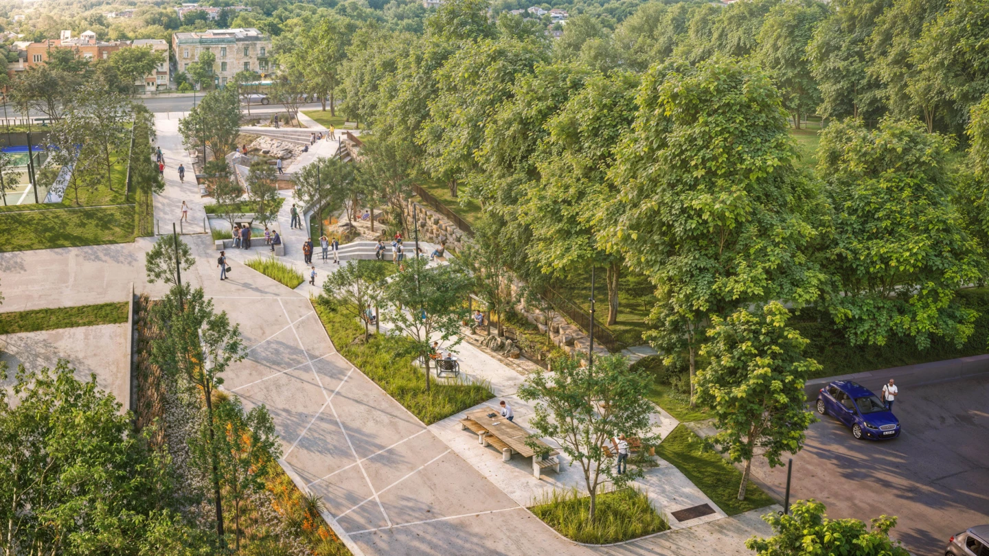 Vue de haut de la Rue Larivière