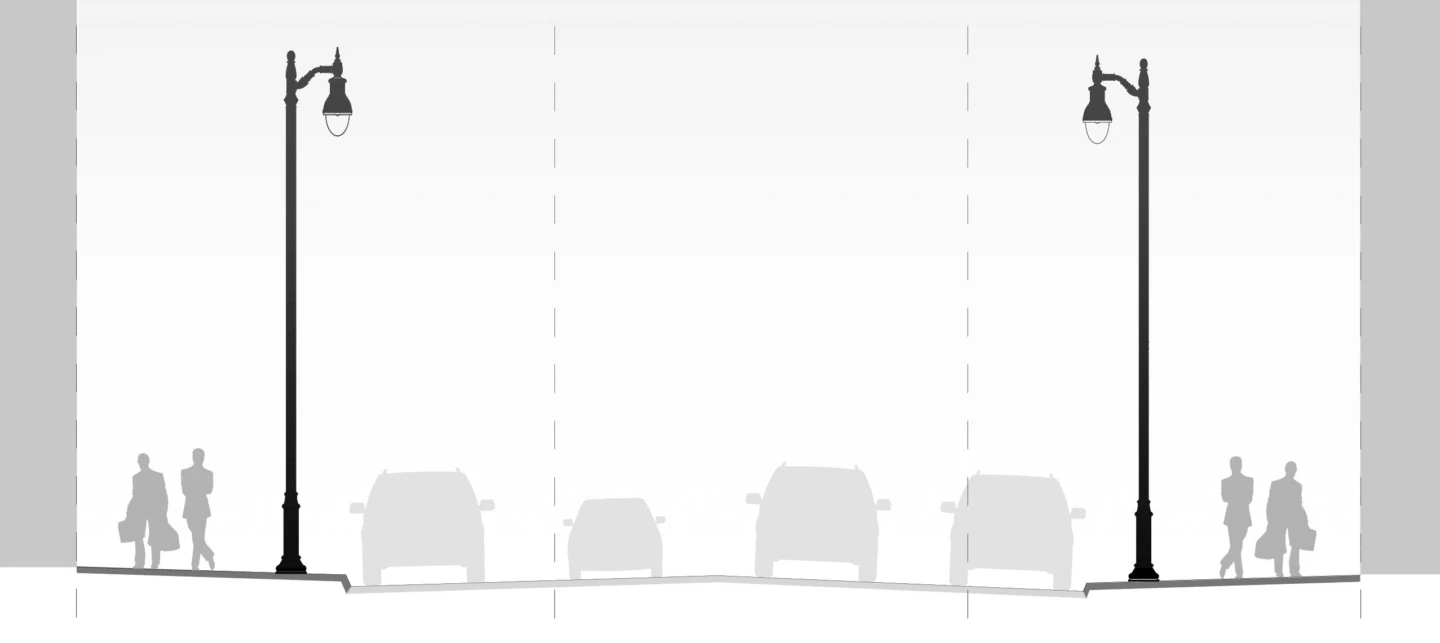 Schéma de la rue Sainte-Catherine Ouest et Square Phillips, avant