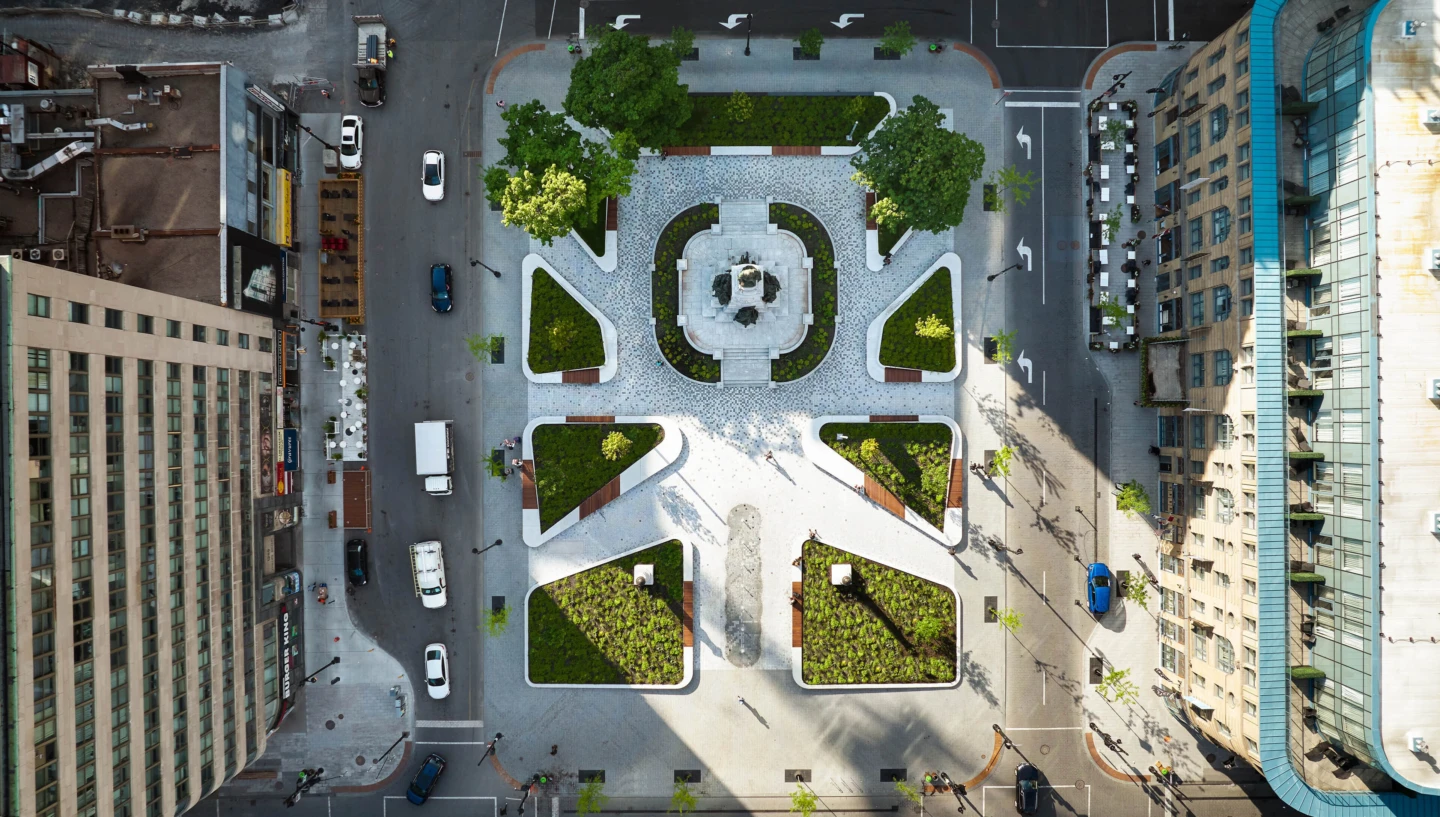 Vue aérienne du Square Phillips