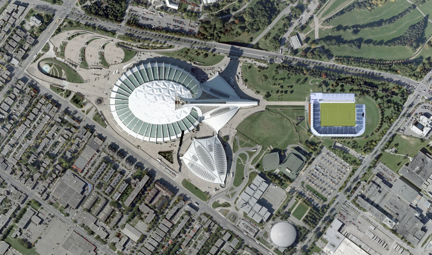 Vue aérienne du Stade Saputo