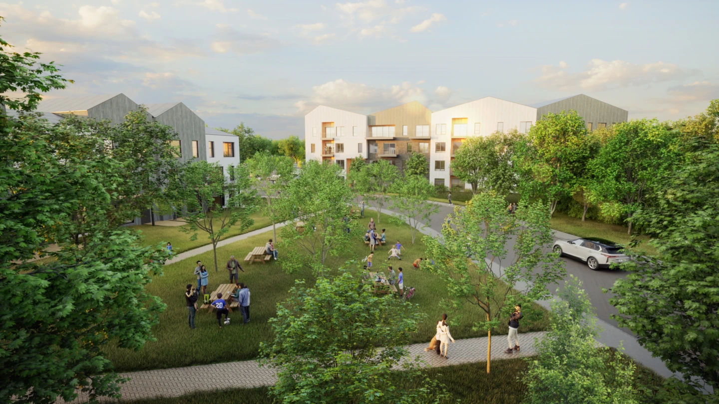 Vue sur le jardin partagé de Terre Sauvé