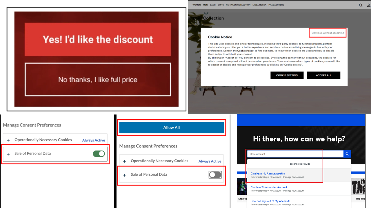 Deceptive websites and dark patterns