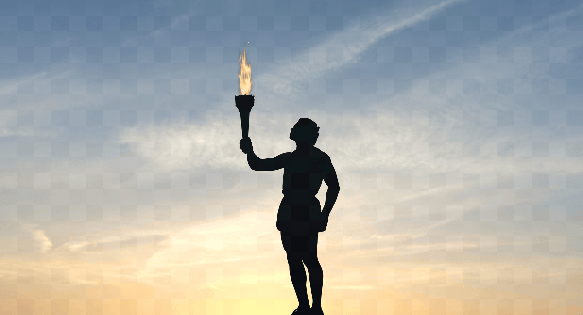 An Olympics competitor sprints to the front