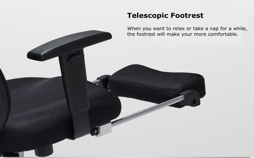 moustache adjustable mesh office chair with footrest black