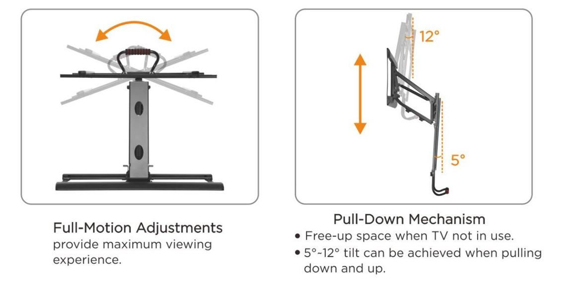PrimeCables Fireplace Pull Down Full Motion for 43