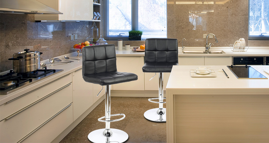 Swivel Adjustable Bonded-Leather Bar Stool