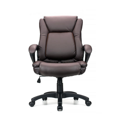 ergonomic faux leather mid back office chair with adjustable lumbar
