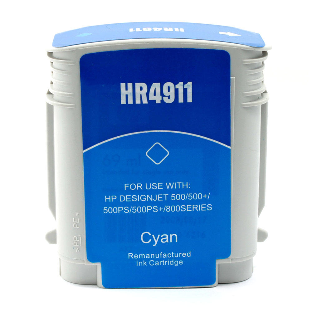 Remanufactured HP 82 C4911A Cyan Ink Cartridge High Yield 69ml