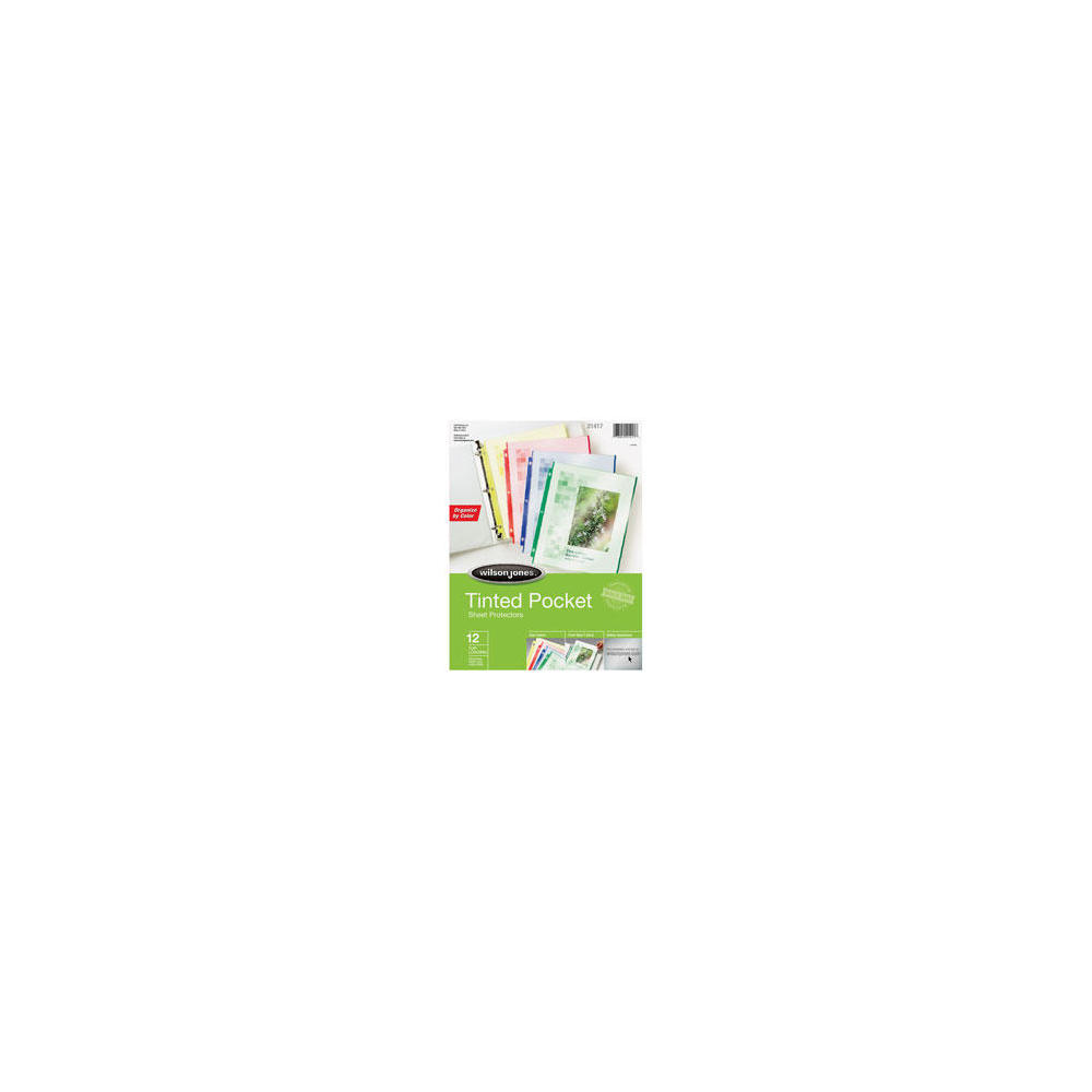 wilson jones tinted pocket sheet protectors lightweight semiclear tinted sheet protectors