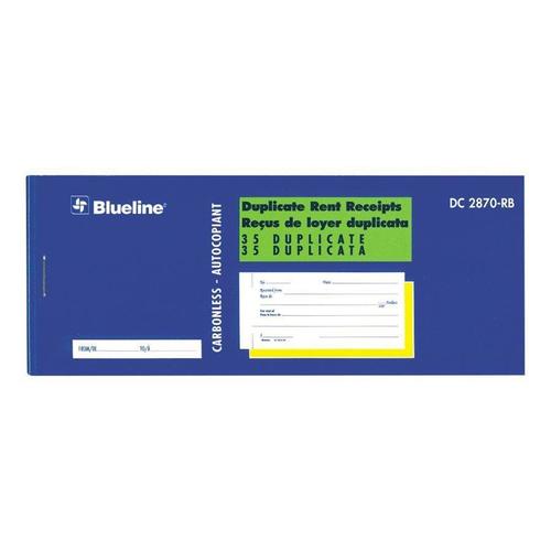 blueline duplicates rent receipt book carbonless copy bilingual receipt copy