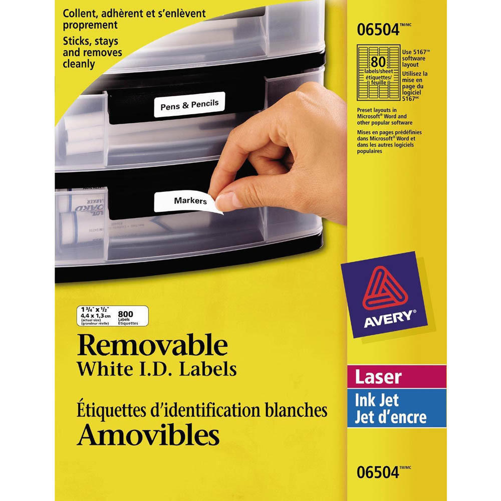 avery removable i d laser inkjet labels