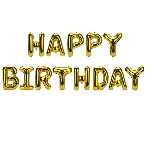 happy birthday foil balloon letter banner gold 14 1pc livingbasics
