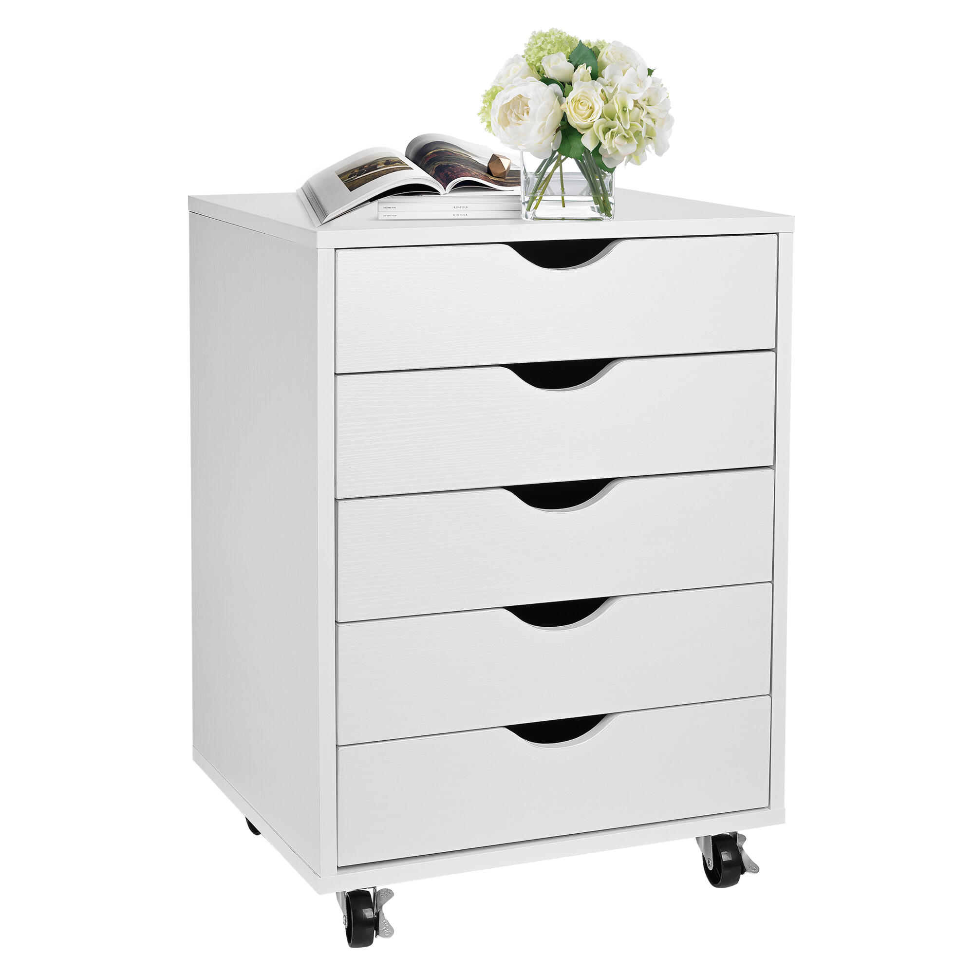 5-Drawer Mobile Filing Storage File Vertical Wood Folder Organizer Cabinet - Moustache®