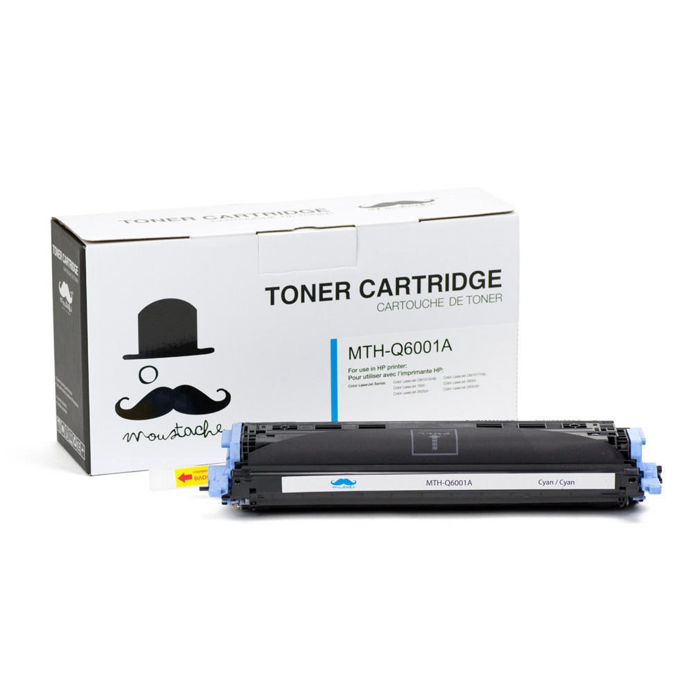 Remanufactured HP 124A Q6001A Cyan Toner Cartridge - Moustache Remanufactured HP 124A Q6001A Cyan Toner Cartridge - Moustache