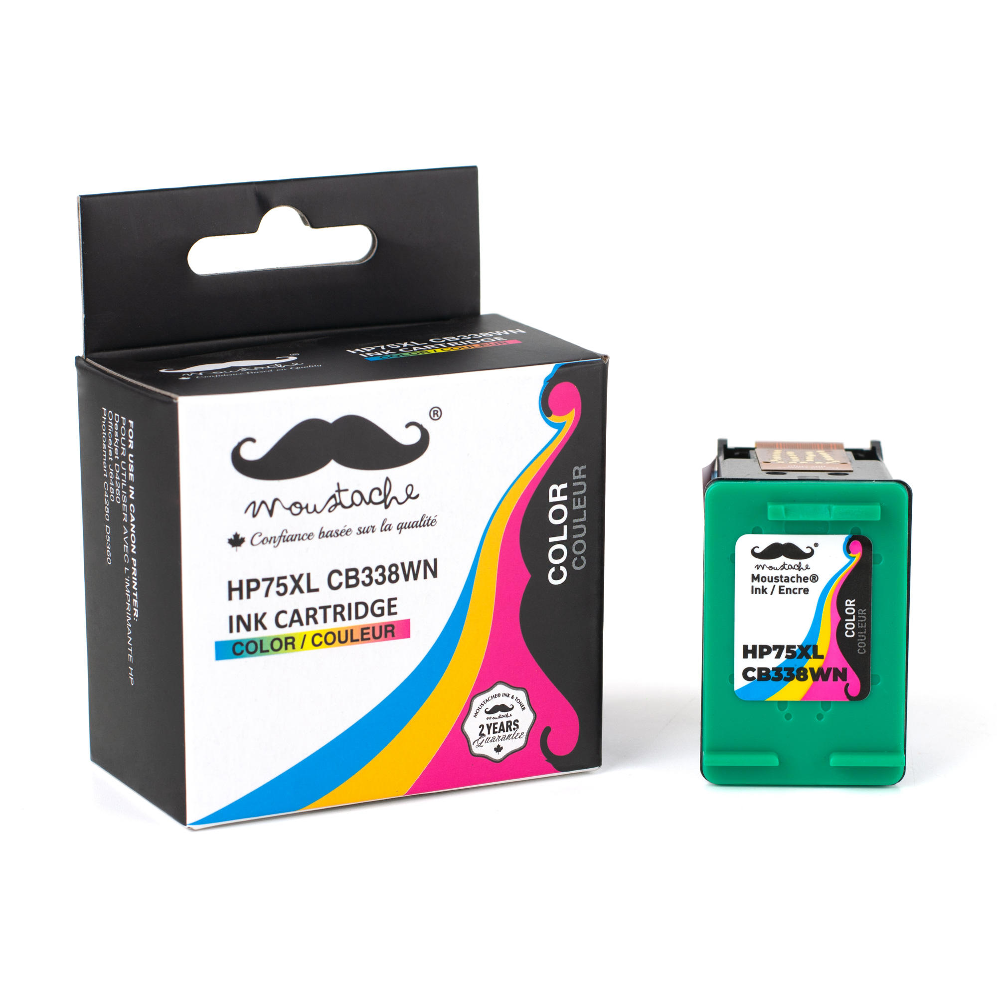 Remanufactured HP 75XL CB338WN Color Ink Cartridge High Yield - Moustache®