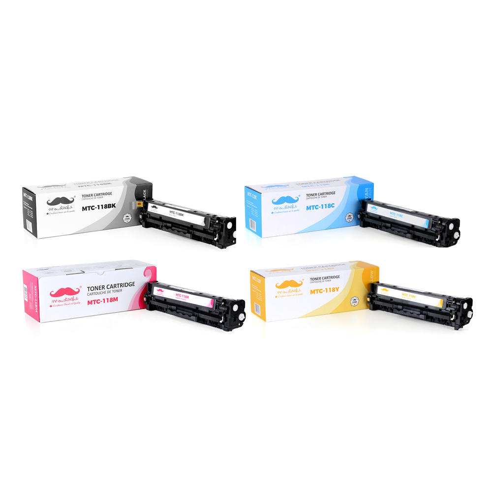 Canon 118 Remanufactured Toner Cartridge Combo BK/C/M/Y - Moustache®