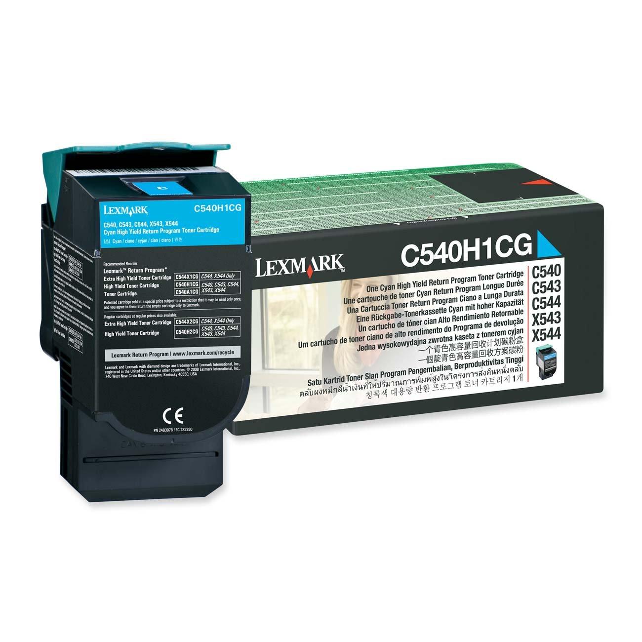 Lexmark C540H1CG C540H2CG Original Cyan Return Program Toner Cartridge High Yield