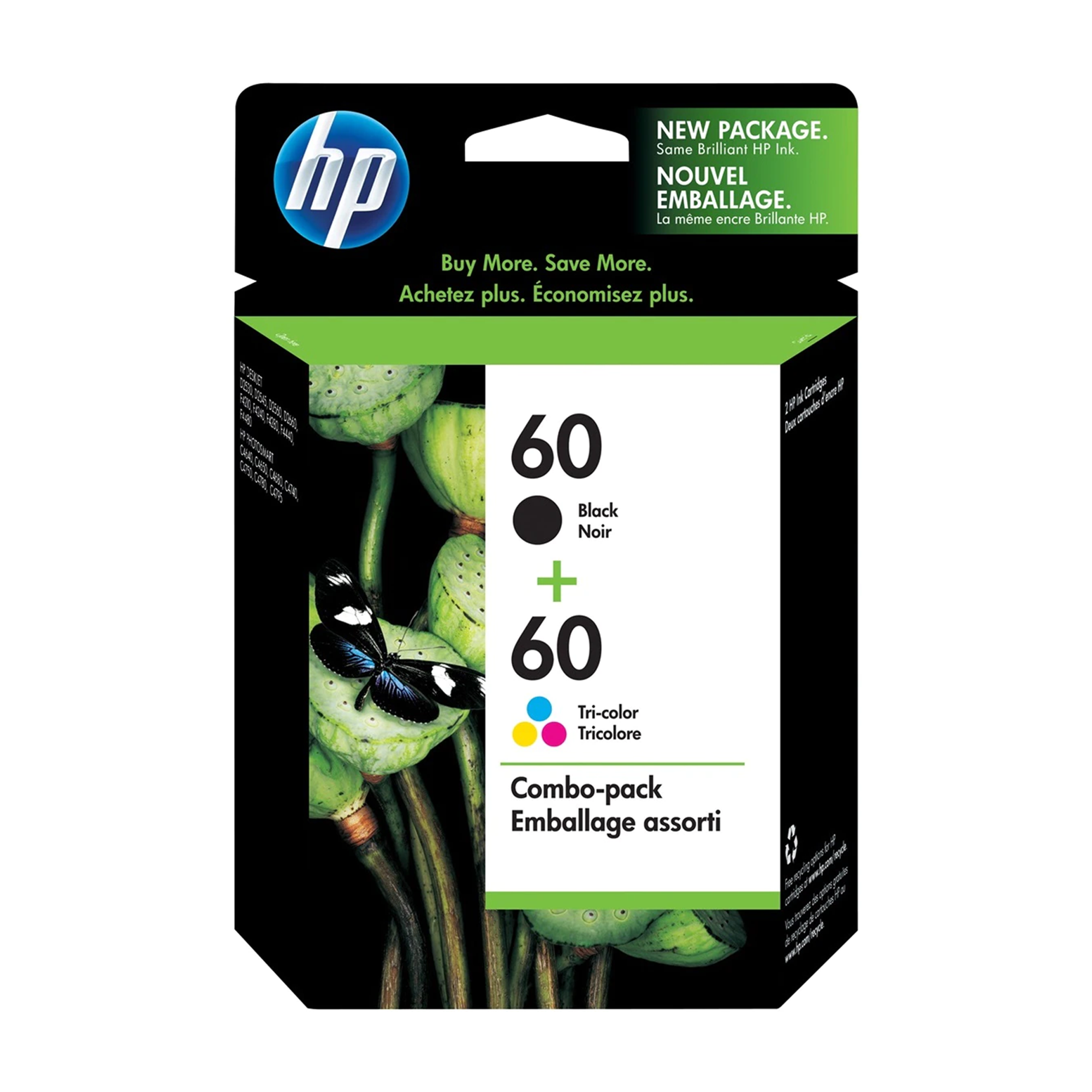 HP 60 CD947FC N9H63FN D8J23FN Original Black and Tri-color Ink Cartridge Combo