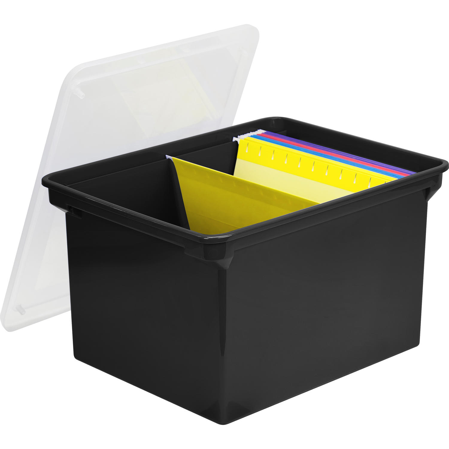 Storex® File Storage Box for Letter/Legal Hanging Files, Black & Clear Lid