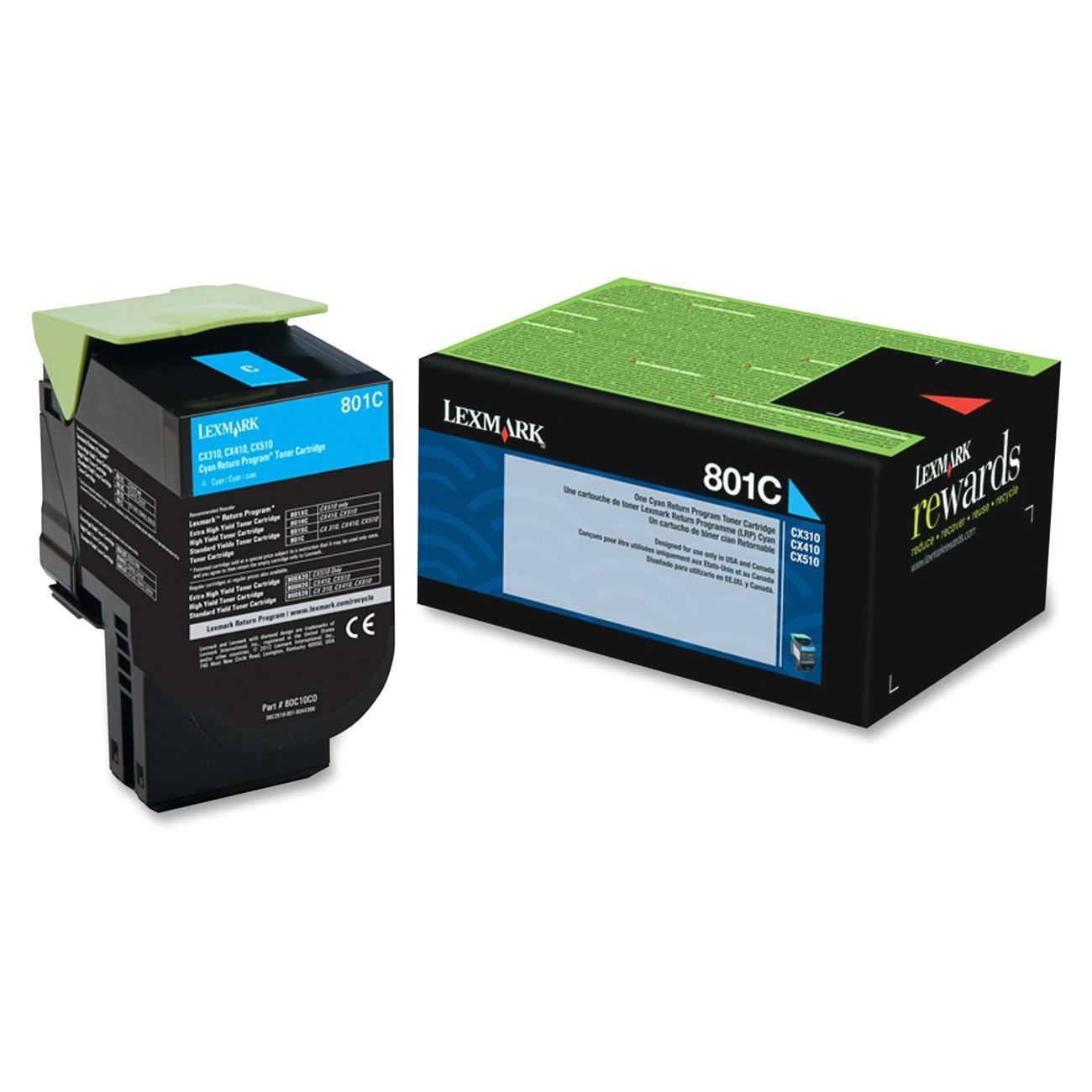 Lexmark 801C 80C10C0 Original Cyan Return Program Toner Cartridge