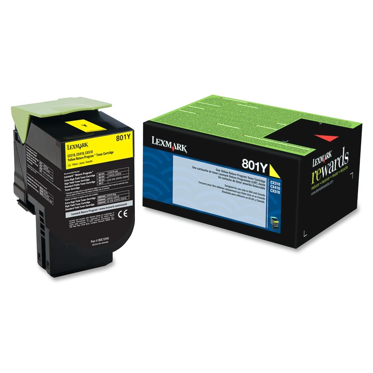 Lexmark 801Y 80C10Y0 Original Yellow Return Program Toner Cartridge