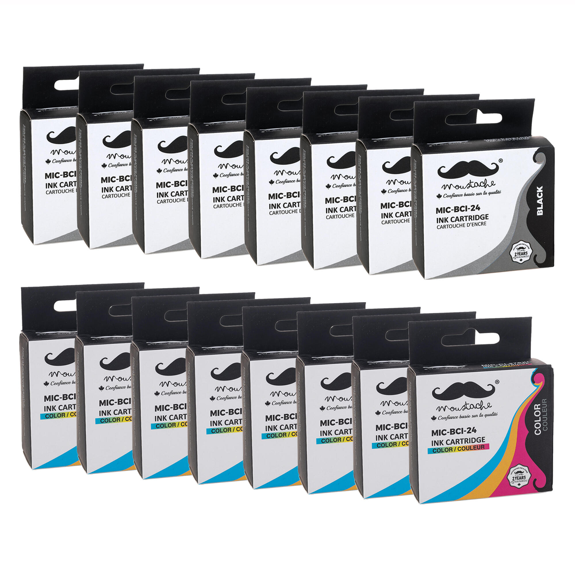 Canon BCI-24 Compatible Black and Color Ink cartridge Combo - Moustache®