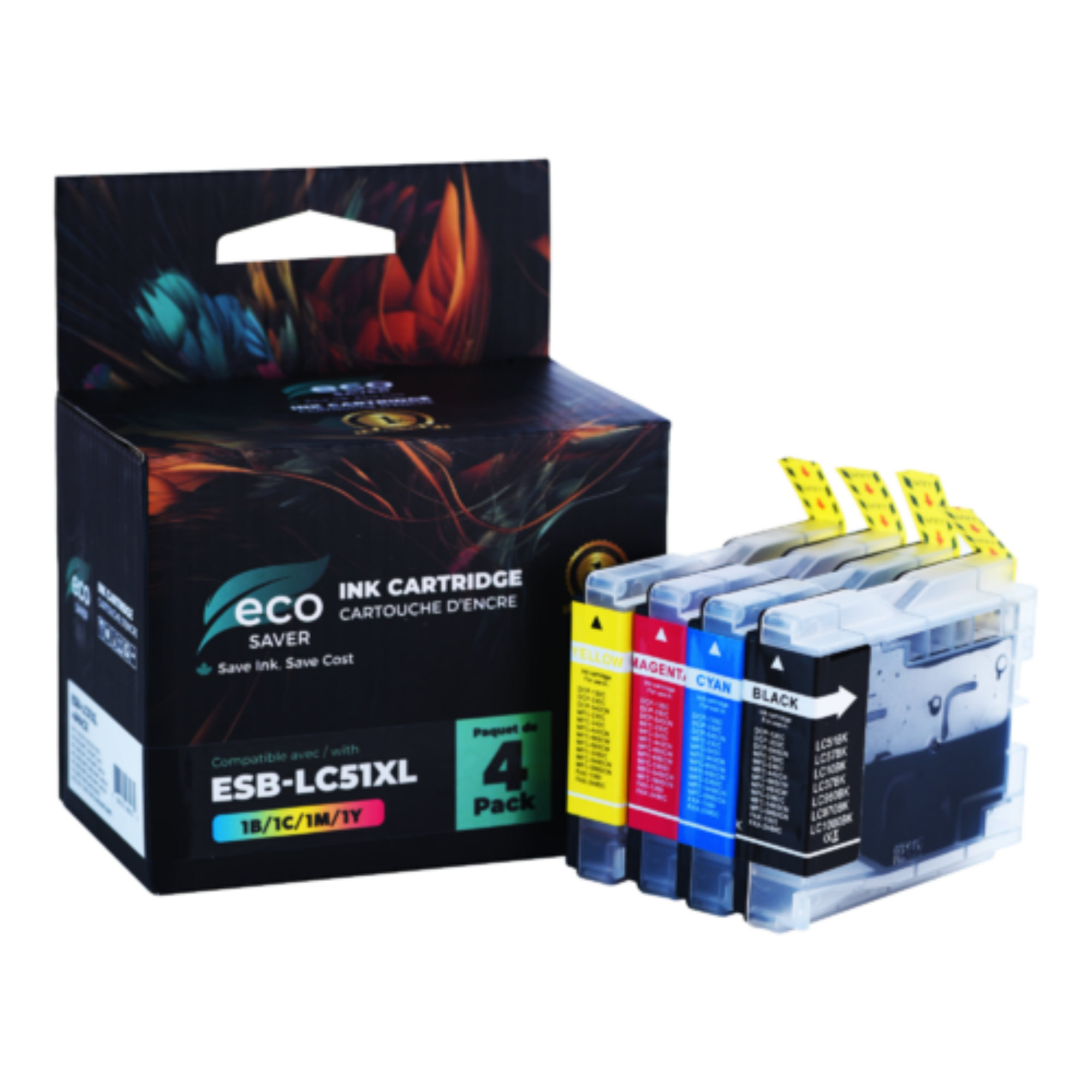 Brother LC51 Compatible Ink Cartridge Combo BK/C/M/Y - Eco-saver