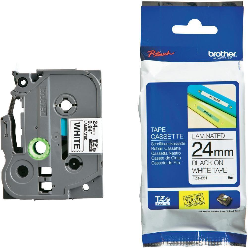 Brother TZe-251 Original Label Tape, 24mm (0.94"), Black on White, Tape for P-touch 8m (26.2 ft.)