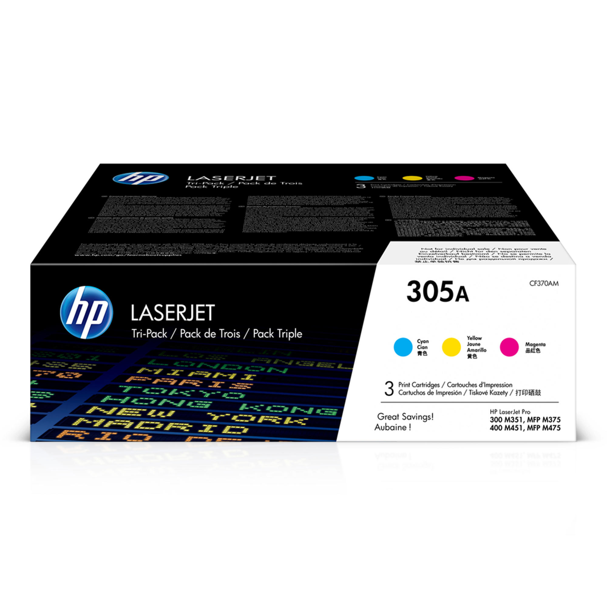 HP 305A CF370AM Original Color Toner Cartridge Combo C/M/Y