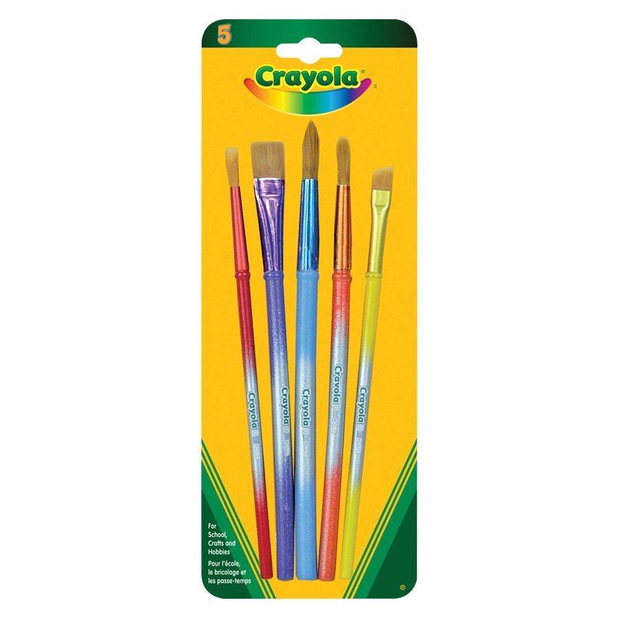 Crayola Art and Craft Brushes, Wood Assorted Handle -  Package of 5 (159384)