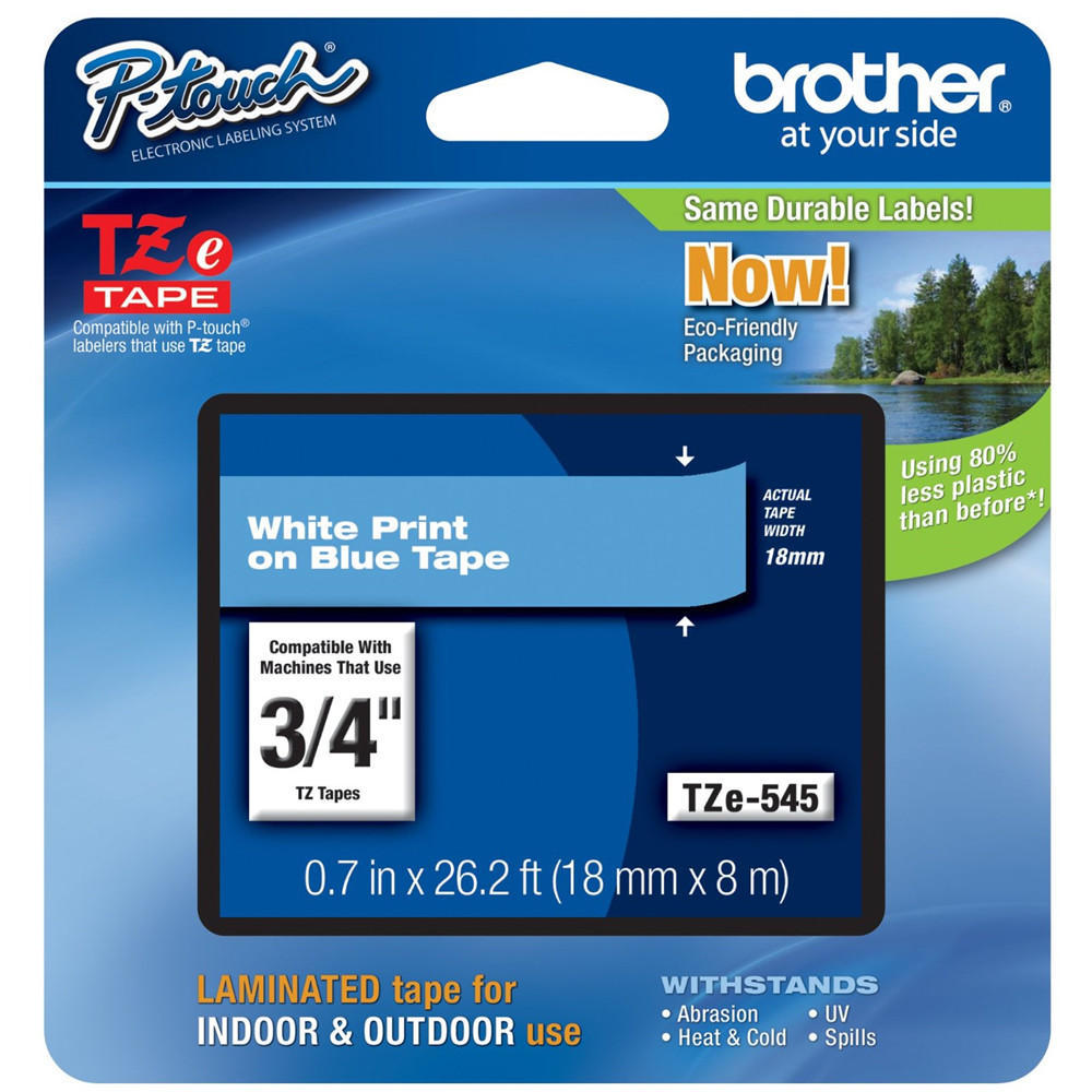 Brother TZe-545 Original Label Tape, 18mm (0.7''), White on Blue