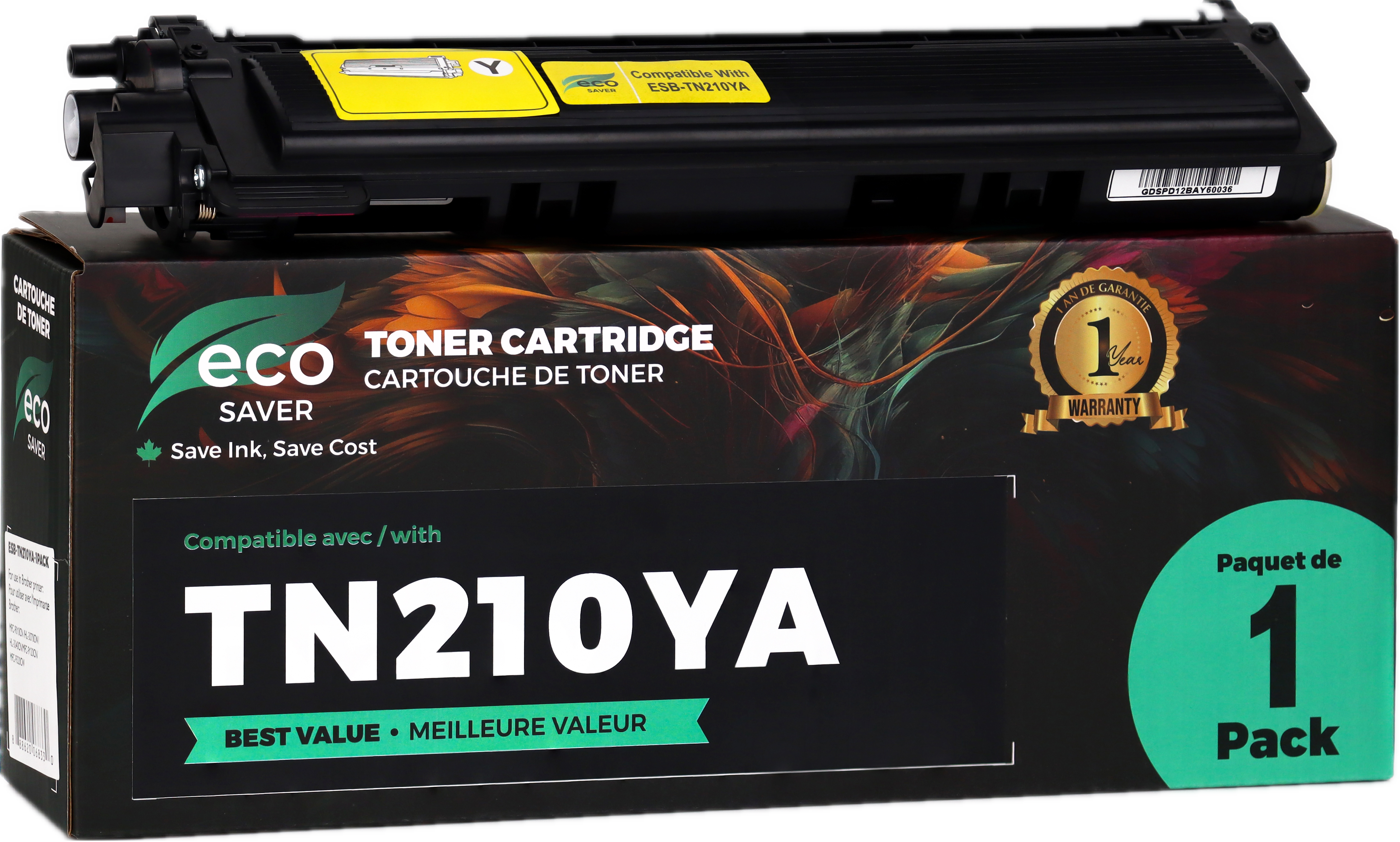 Brother TN210 Compatible Yellow Toner Cartridge - Eco-saver