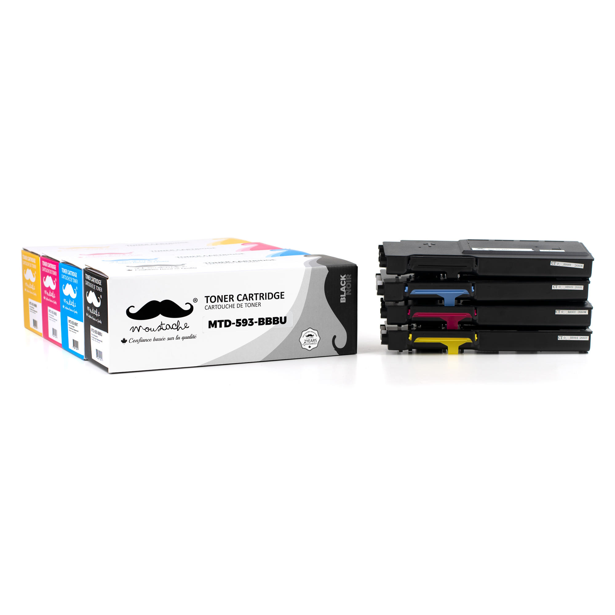 Dell 593-BBBR 593-BBBS 593-BBBT 593-BBBU Compatible Toner Cartridge Combo BK/C/M/Y - Moustache®