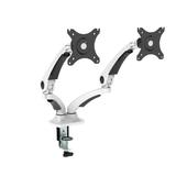 Dual Screen Desktop Mount 360°free switch for 10"-27" Monitors Aircraft Aluminium-White-PrimeCables®