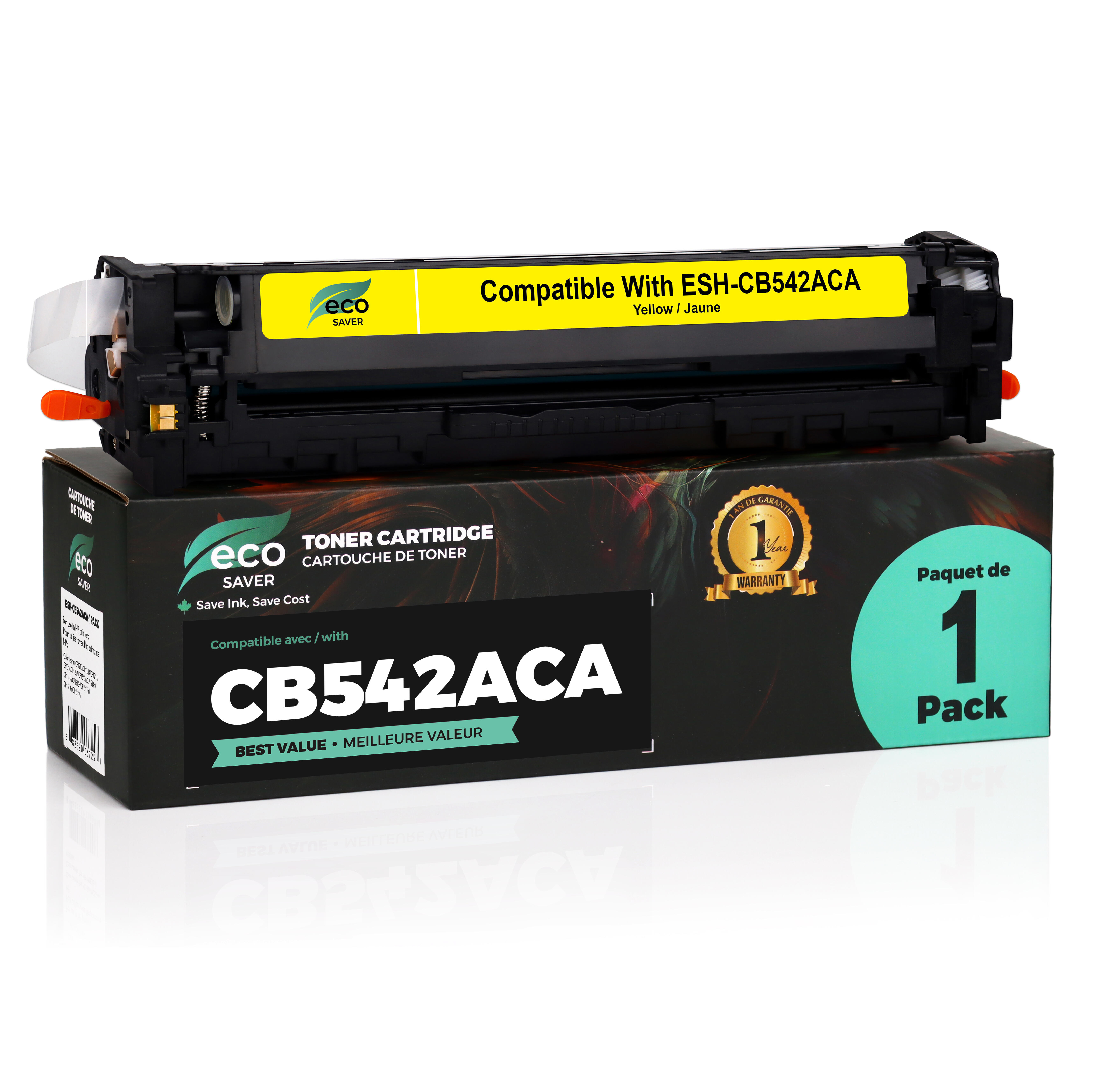 Remanufactured HP 125A CB542A Yellow Toner Cartridge - Eco-saver