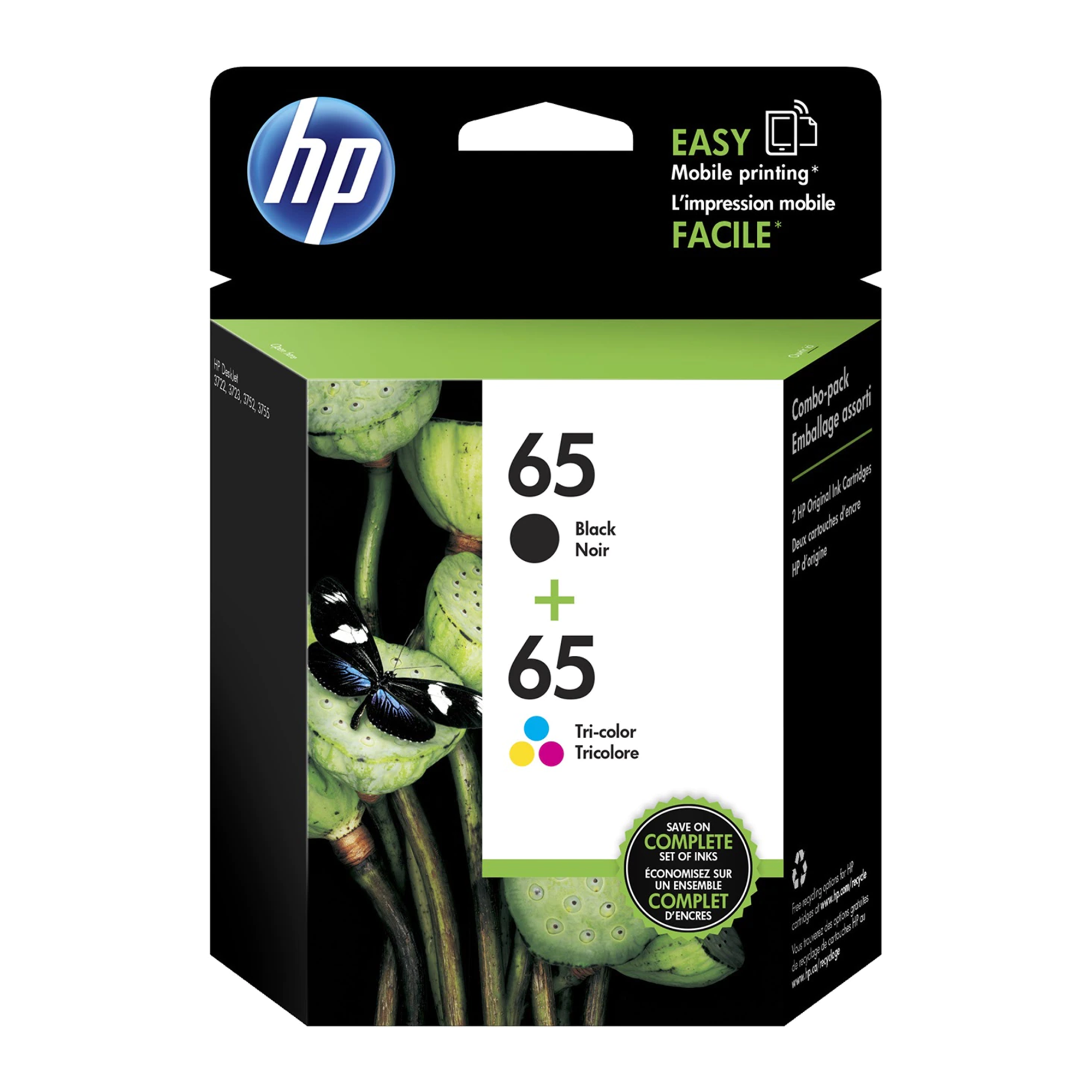 HP 65 T0A36AN Original Black and Tri-color Ink Cartridge Combo