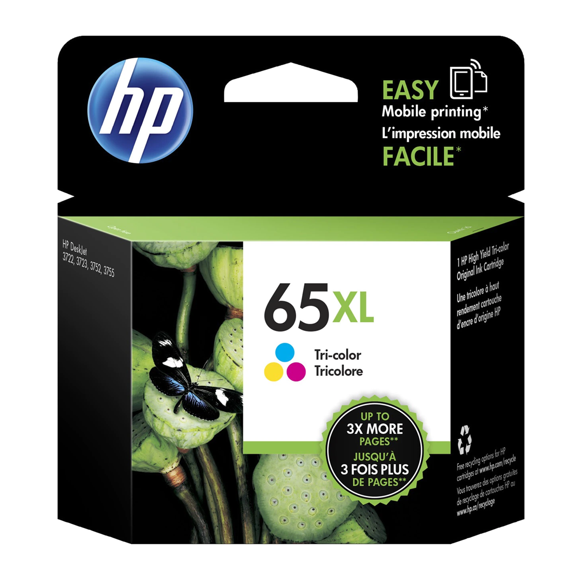 HP 65XL N9K03AN Original Tri-Color Ink Cartridge High Yield